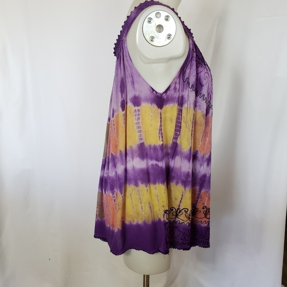 ๐
บTIE Dye Embroidered Crochet Flowy Top - Picture 3 of 6